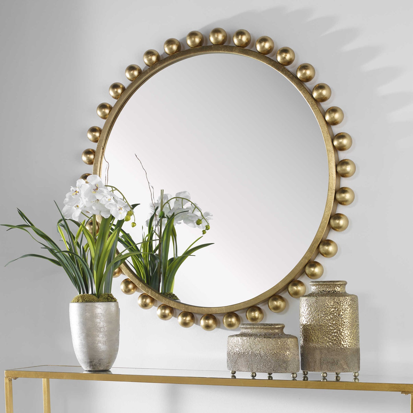 Cyra Round Gold Mirror