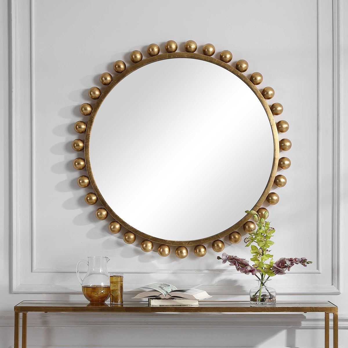 Cyra Round Gold Mirror