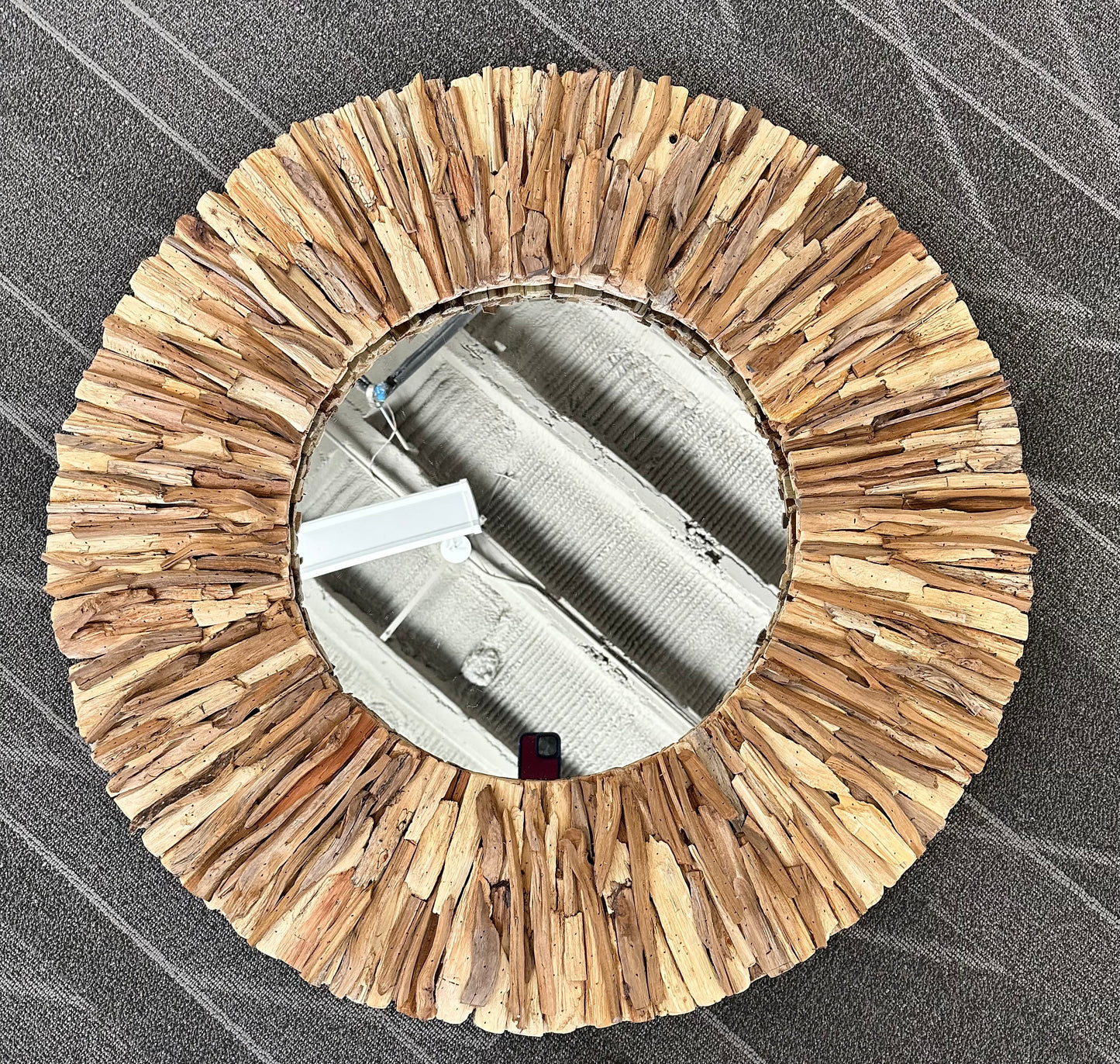 TEAK BRANCH ROUND MIRROR, NATURAL