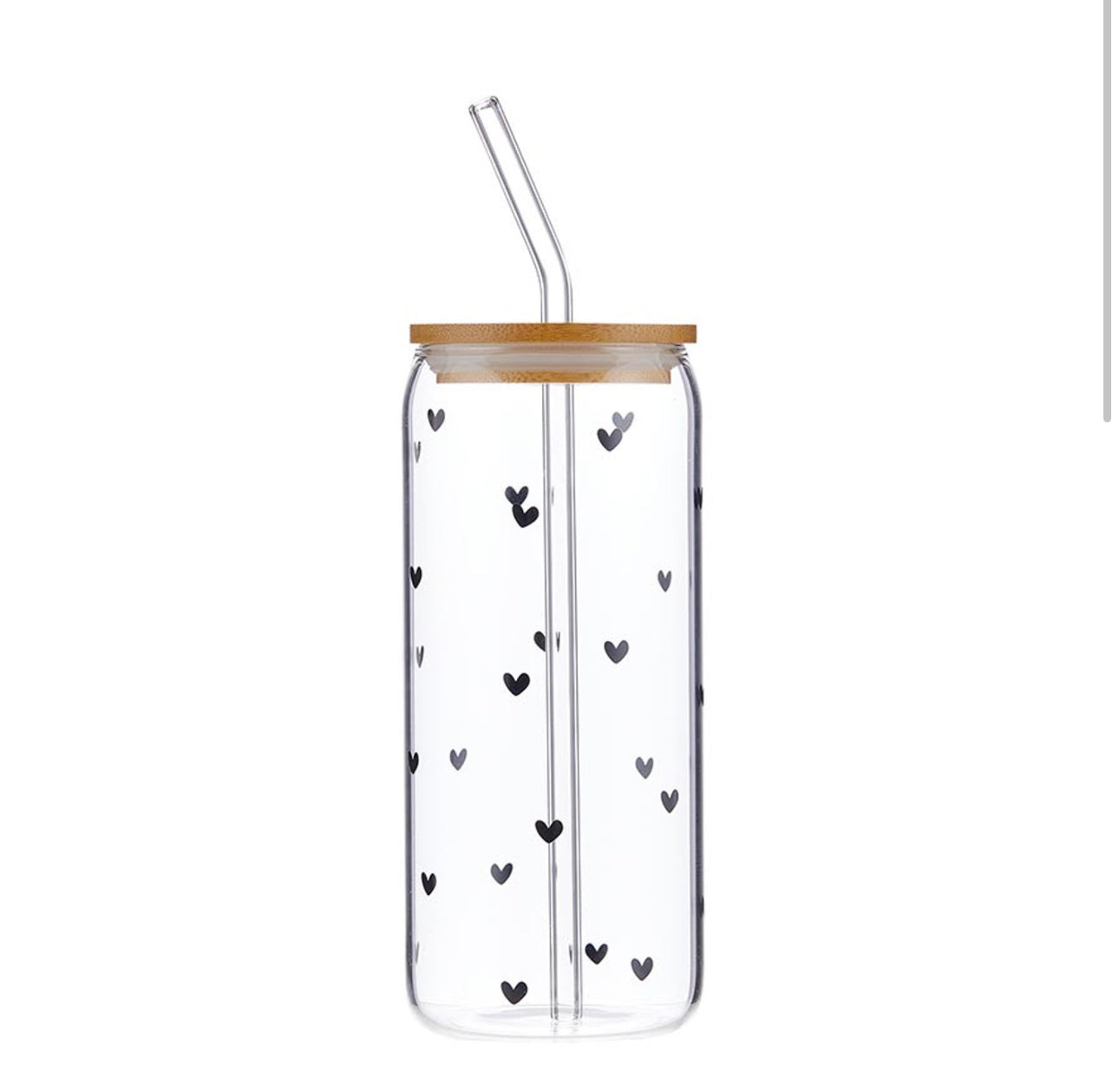 Glass Cold Brew Tumbler - Black Hearts