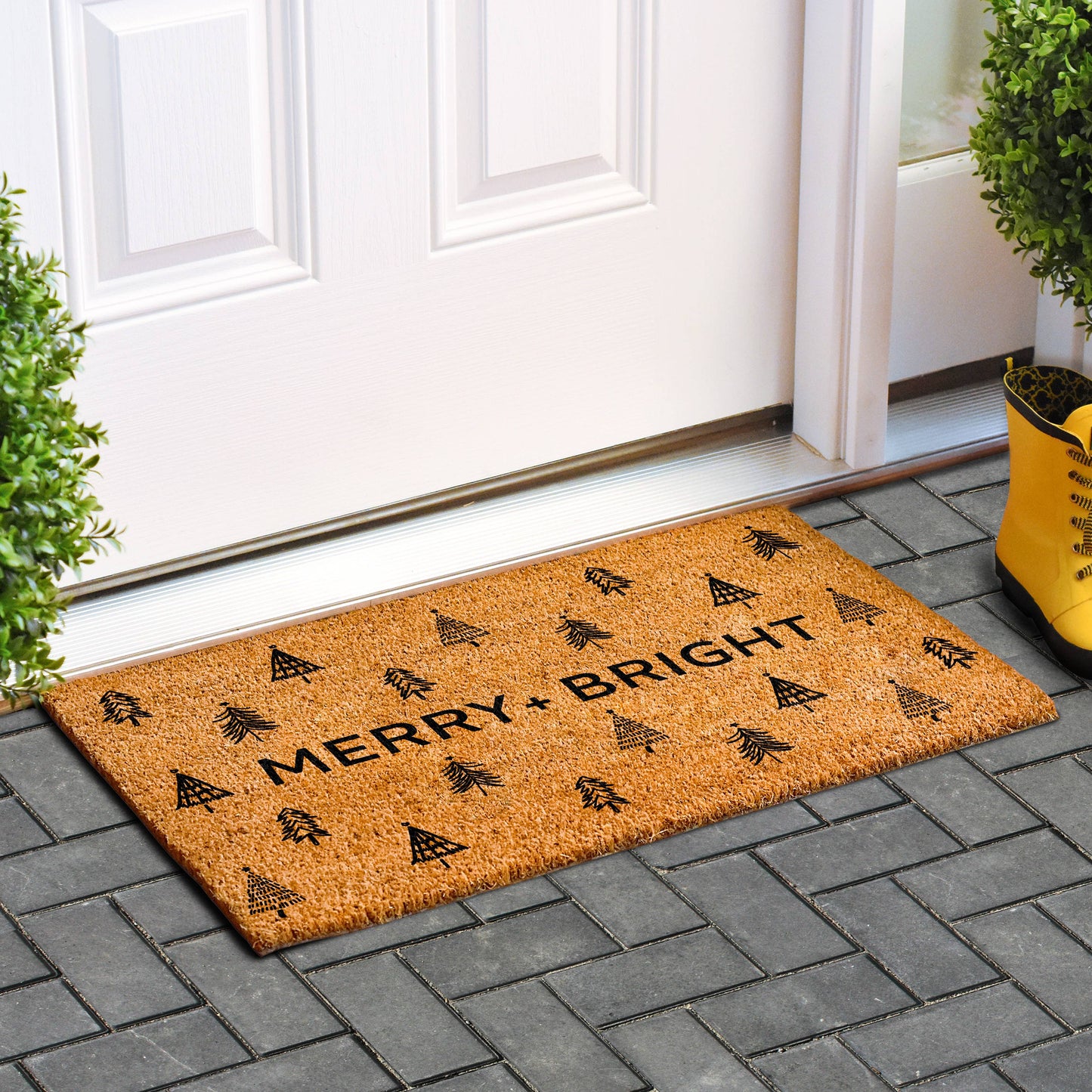 Christmas Merry Tree Farm Doormat: 17 x 29