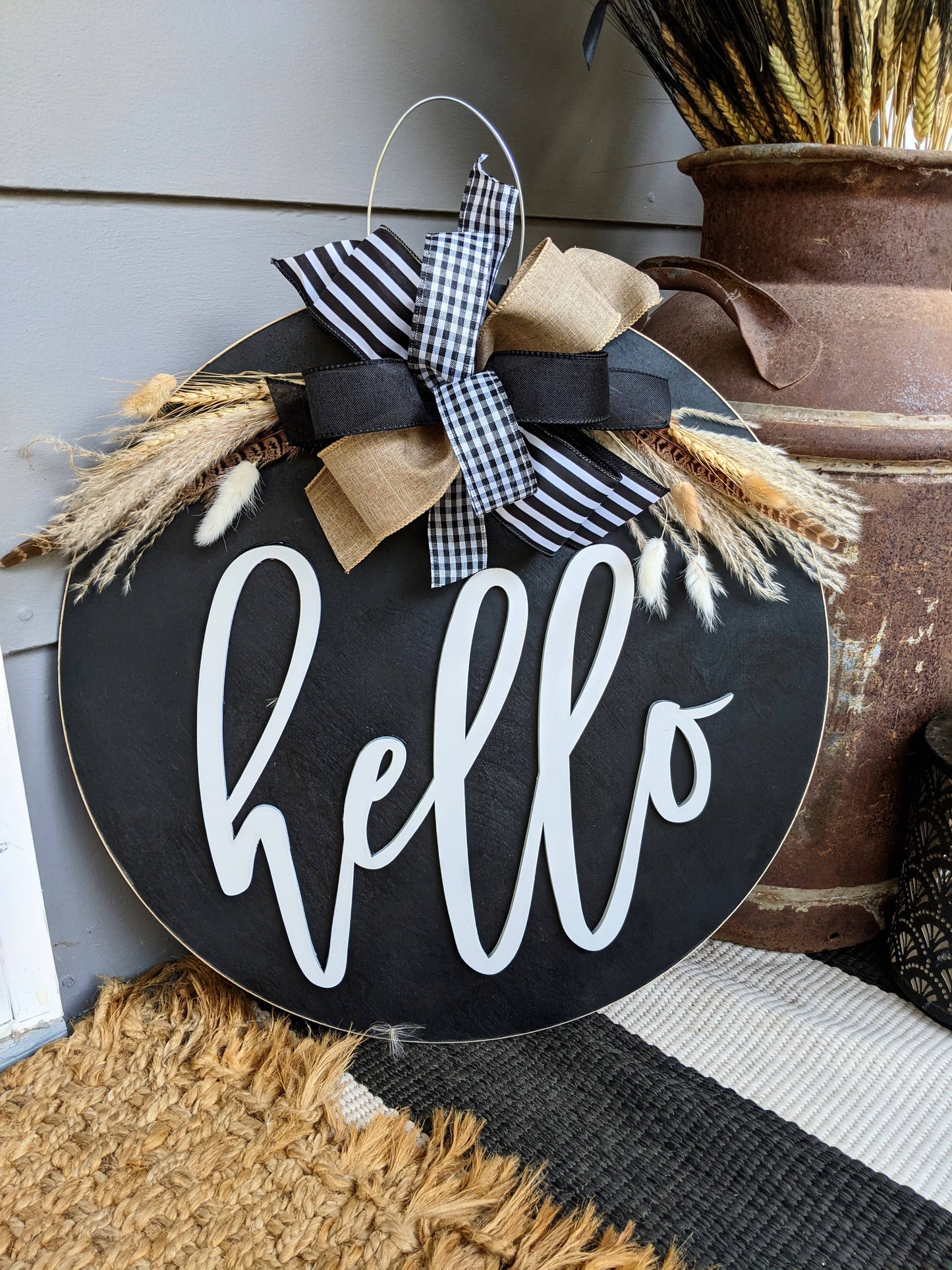 Boho Hello Black Door Hanger