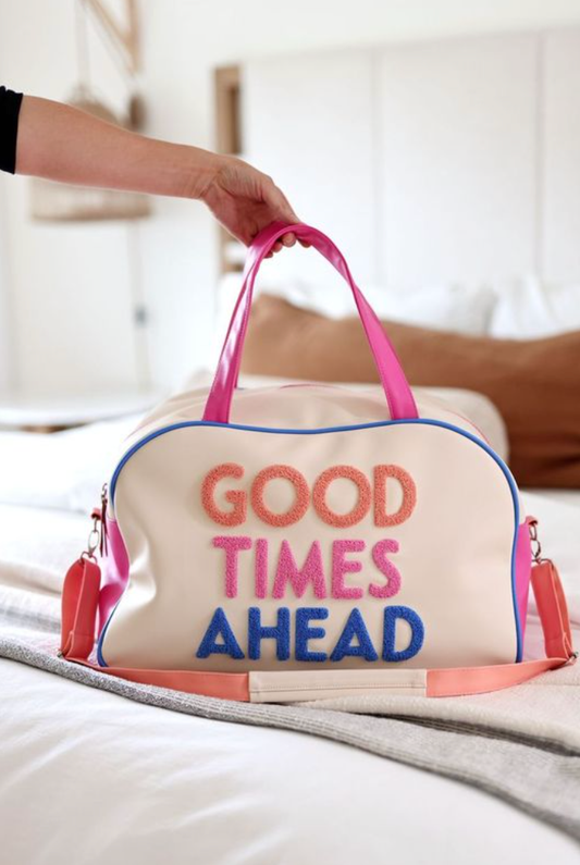 Duffle Bag- Good Times Ahead (Cream/Coral/Pink/Blue)