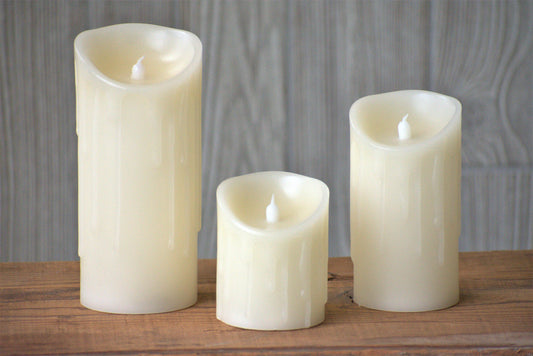 Cream Drip Silicone Dip LED Candle 3in by 8in